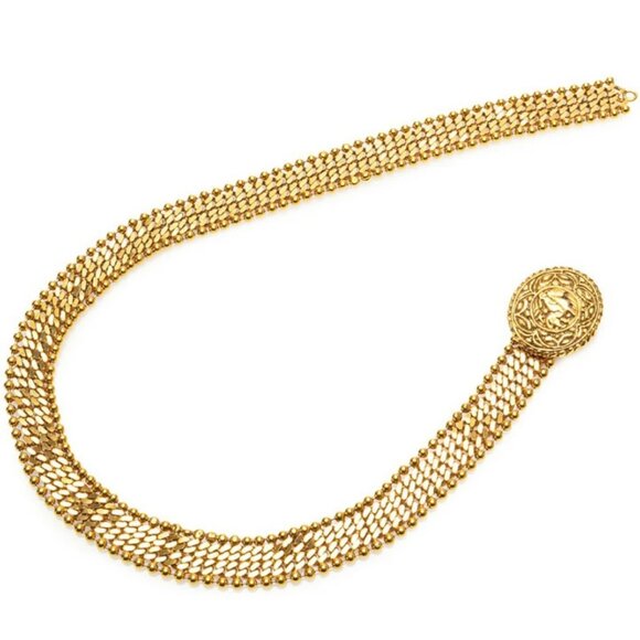 CHANEL Horse Coin Charm Belt 27" Gold Tone Auth #3004 - Picture 1 of 4